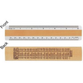 Double Bevel Inch & Metric Wood Ruler (6")